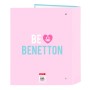 Carpeta de anillas Benetton Unique Rosa Turquesa A4 27 x 33 x 6 cm