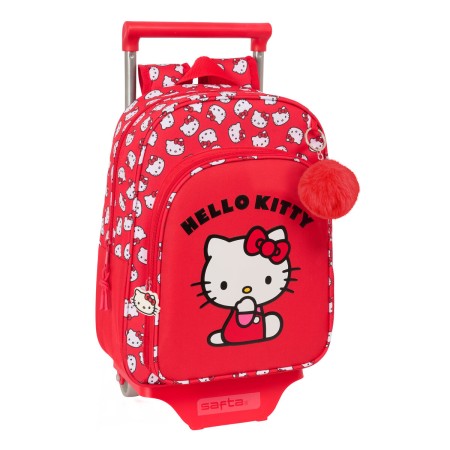 Mochila Escolar con Ruedas Hello Kitty Iconic Blanco Rojo 26 x 11 x 67 cm 26 x 34 x 11 cm