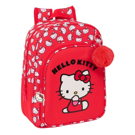 Mochila Escolar Hello Kitty Iconic Blanco Rojo 26 x 34 x 11 cm