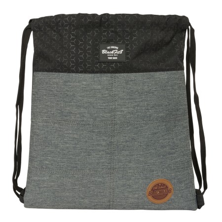 Sac à dos serré par des ficelles BlackFit8 Old school Noir Gris 35 x 40 x 1 cm