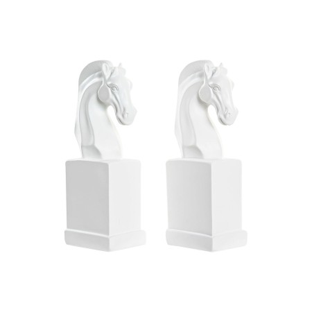 porte-livre DKD Home Decor Blanc Jeu d'Échecs Cheval Résine (10 x 7 x 24 cm)