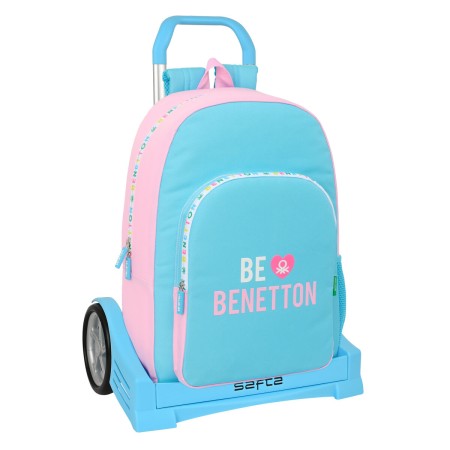 Cartable à roulettes Benetton Unique Rose Turquoise 30 x 46 x 14 cm