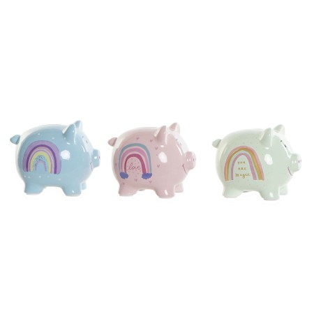 Tirelire DKD Home Decor Cochon Arc-en-ciel (15 x 11,5 x 11,5 cm) (3 Unités)