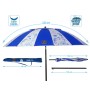 Sombrilla de playa Azul Ø 220 cm SPF50+ Marino