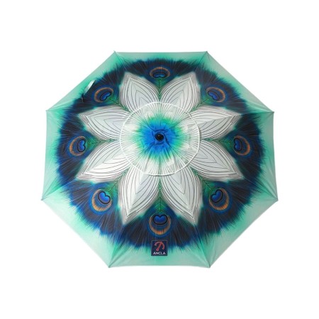 Parasol de plage Vert Ø 180 cm SPF50+ Paon