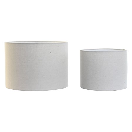 Pantalla de Lámpara Home ESPRIT Beige Lino Metal 40 x 40 x 28 cm (2 Unidades)
