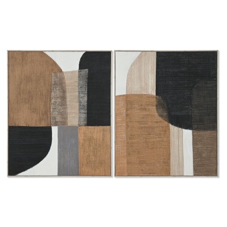 Cadre Home ESPRIT Marron Noir Abstrait Urbaine 82 x 4,5 x 102 cm (2 Unités)