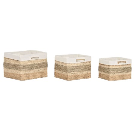 Juego de Cestas Home ESPRIT Natural Hierba marina Tropical (3 Piezas)