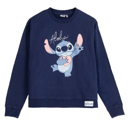 Sweat sans capuche femme Stitch Bleu foncé