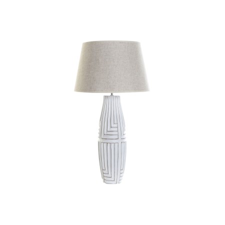 Lampe de bureau DKD Home Decor Beige Coton Blanc Résine 220 W (40 x 40 x 76 cm)