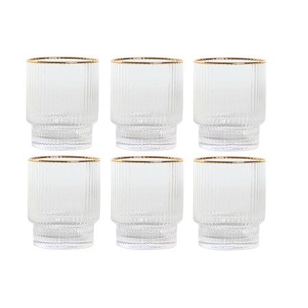 Set de Vasos Home ESPRIT Transparente Dorado Cristal 320 ml (6 Unidades)
