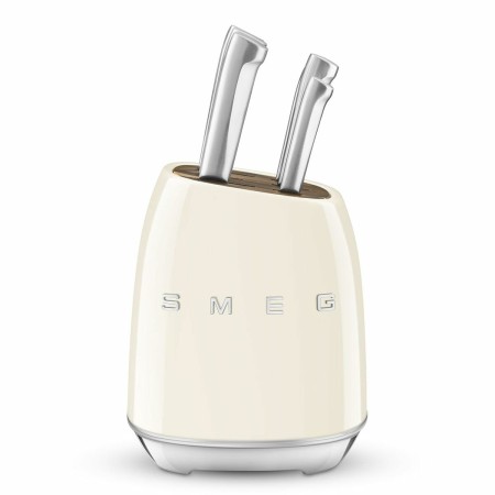 Juego de Cuchillos de Cocina y Soporte Smeg KBSF02CR Crema Acero Inoxidable