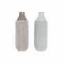 Vase DKD Home Decor Blanc Marron Bicolore Grès (2 Unités) (14 x 14 x 41 cm)