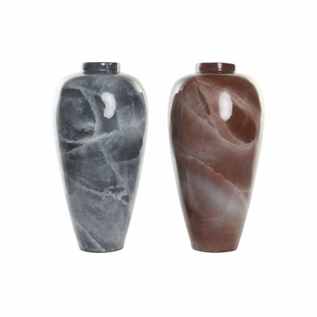 Vase DKD Home Decor Gris Vase Brun foncé Bambou Moderne (25 x 25 x 54 cm) (2 Unités)