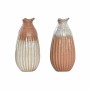 Vase DKD Home Decor Corail Céramique Terre cuite Crème (2 Unités) (8 x 8 x 17 cm)