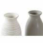 Vase DKD Home Decor Rayures Blanc Céramique Marron Crème (9,5 x 9,5 x 28,5 cm) (2 Unités)