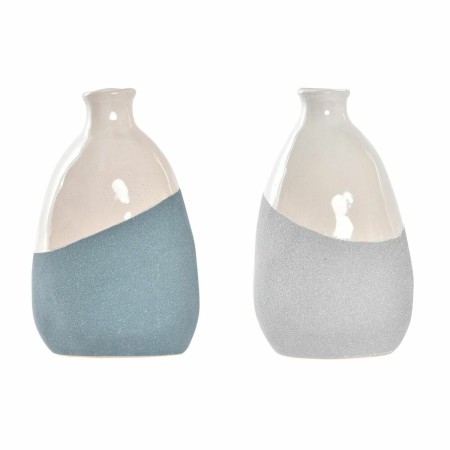 Vase DKD Home Decor Gris Marin Céramique Bleu (13 x 12,5 x 21 cm) (2 Unités)