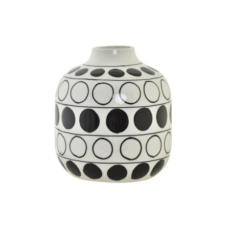 Vase DKD Home Decor Porcelaine Noir Blanc Moderne Cercles (16 x 16 x 18 cm)