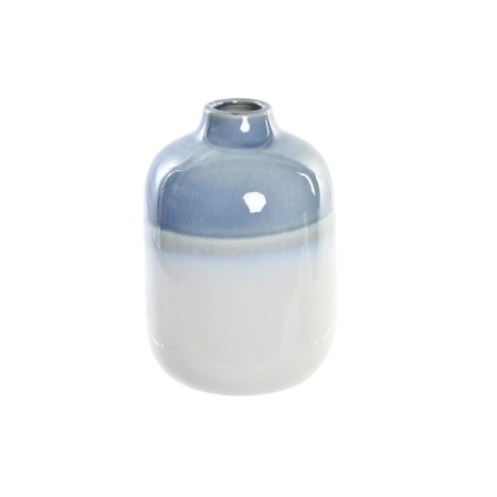 Vase DKD Home Decor Porcelaine Bleu Bicolore (12 x 12 x 18 cm)