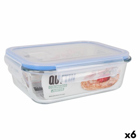 Fiambrera Hermética Quttin Transparente Rectangular 1L (6 Unidades)