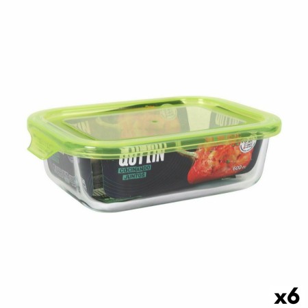 Fiambrera Hermética Quttin Verde Transparente Rectangular 0,6 L (6 Unidades)