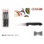 Set de Cuchillos Peladores Cuyfor Negro Plateado Acero Inoxidable 7,5 cm 6 Piezas (24 Unidades)