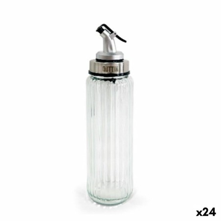 Aceitera Quttin OTTICO Transparente Plateado Vidrio 0,5 L 6 x 6 x 30,5 cm (24 Unidades)