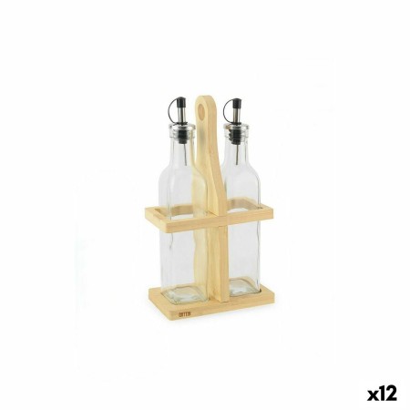 Set para Aliñar Quttin Marrón Transparente Vidrio Bambú 250 ml 2 Piezas (12 Unidades)