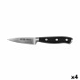 Cuchillo Pelador Quttin Bull Negro Plateado Acero Inoxidable 9 cm (4 Unidades)
