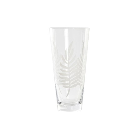 Vase DKD Home Decor Verre Transparent Blanc Tropical Feuille d'une plante (10 x 10 x 20 cm)