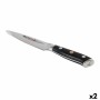 Couteau de cuisine Quttin Damaskus Noir Argenté 12 cm (2 Unités)