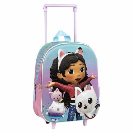 Cartable 3D avec roulettes Gabby's Dollhouse Rose 25,0 x 31,0 x 10,0 cm