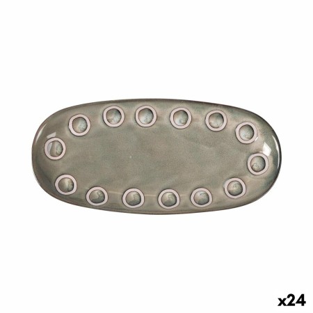Plat à Gratin La Mediterránea Almudena Gris Oblongue 25 x 12 x 2,2 cm (24 Unités)