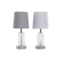 Lampe de bureau DKD Home Decor Gris Transparent Blanc (2 Unités) (20 x 20 x 38 cm)