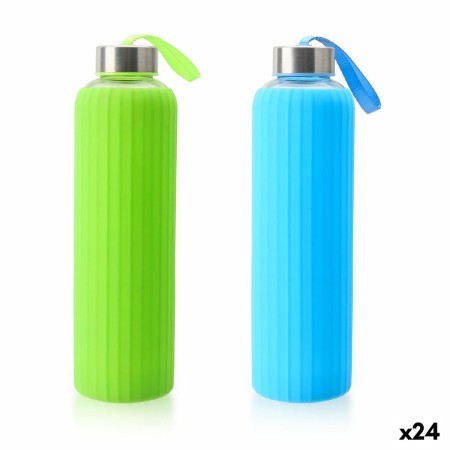 Botella de Agua Bewinner Vidrio Silicona 600 ml (24 Unidades)