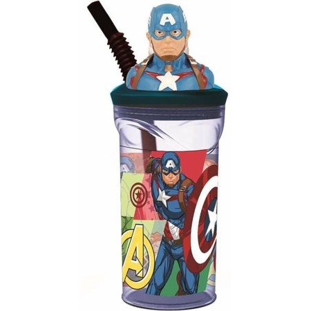 Vaso con Pajita The Avengers Seven Wonders Captain America 360 ml