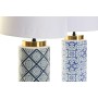 Lampe de bureau DKD Home Decor Mosaïque Bleu Doré Polyester Blanc Grès 220 V 50 W Arabe (28 x 28 x 49 cm) (2 Unités)