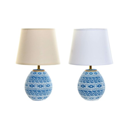 Lampe de bureau DKD Home Decor Beige Bleu Doré Blanc 220 V 50 W (22 x 22 x 36 cm) (2 Unités)