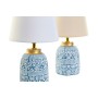 Lampe de bureau DKD Home Decor Beige Bleu Doré Polyester Blanc Grès 220 V 50 W Arabe (18 x 18 x 31 cm) (2 Unités)