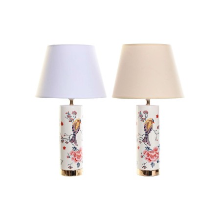 Lampe de bureau DKD Home Decor Beige Polyester Blanc Oiseau Grès 220 V 50 W Oriental (30 x 30 x 55 cm) (2 Unités)