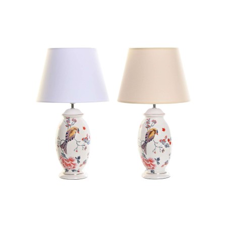 Lampe de bureau DKD Home Decor Beige Blanc Multicouleur Oiseau 220 V 50 W Oriental (30 x 30 x 51 cm) (2 Unités)