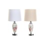 Lampe de bureau DKD Home Decor Argenté Beige Blanc Multicouleur Fleurs 220 V 50 W Shabby Chic (22 x 22 x 44 cm) (2 Unités)