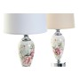 Lampe de bureau DKD Home Decor Argenté Beige Blanc Multicouleur Fleurs 220 V 50 W Shabby Chic (22 x 22 x 44 cm) (2 Unités)