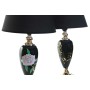 Lampe de bureau DKD Home Decor Noir Doré Fleurs 220 V 50 W Oriental (28 x 28 x 50 cm) (2 Unités)