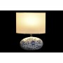 Lampe de bureau DKD Home Decor 25W Fleur Céramique Bleu Polyester Blanc 220 V Shabby Chic (23 x 13 x 29 cm) (2 Unités)