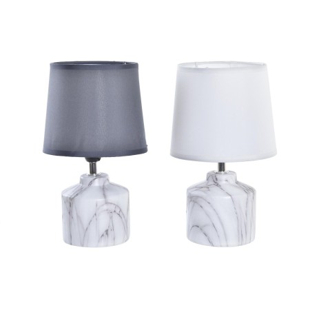 Lampe de bureau DKD Home Decor 25W Blanc Gris foncé Marbre 220 V Moderne (2 Unités) (14 x 14 x 25 cm)