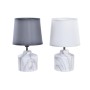 Lampe de bureau DKD Home Decor 25W Blanc Gris foncé Marbre 220 V Moderne (2 Unités) (14 x 14 x 25 cm)