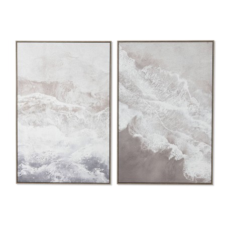 Cadre Home ESPRIT Blanc Beige Paillettes méditerranéen 60 x 3 x 90 cm (2 Unités)