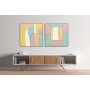 Cadre Home ESPRIT Blanc Rose Turquoise Abstrait Urbaine 102 x 4,5 x 102 cm (2 Unités)