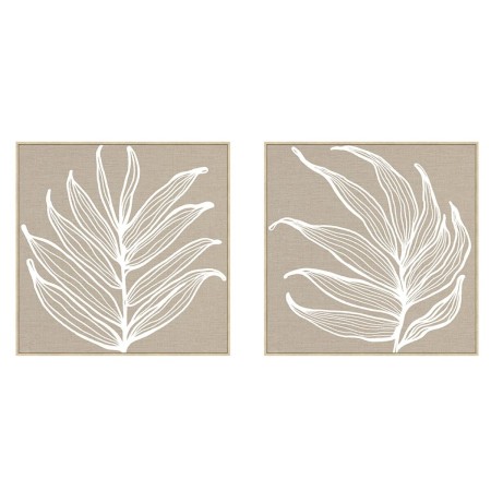 Cadre Home ESPRIT Blanc Naturel Feuille d'une plante Scandinave 83 x 4,5 x 83 cm (2 Unités)